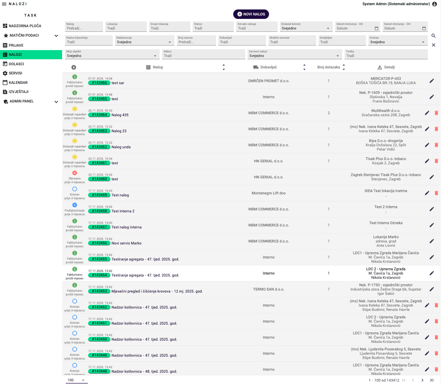 TASK — snimka zaslona